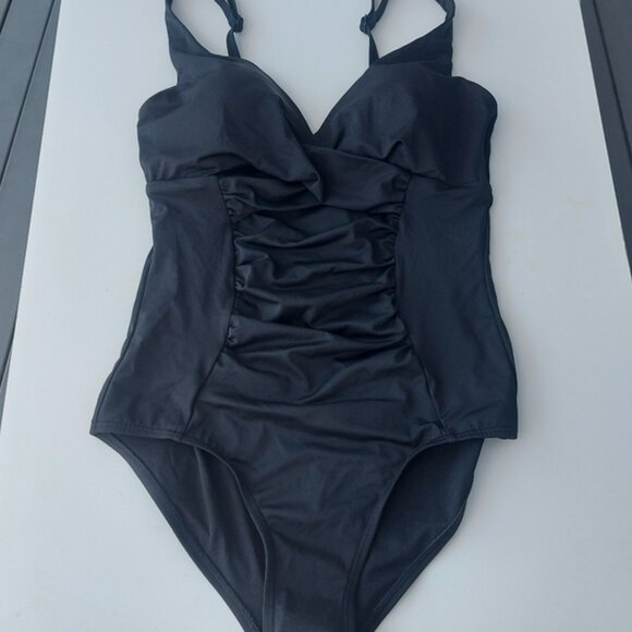 Swimsuits For All RUCHED TWIST FRONT ONE PIECE SWIMSUIT Black Size 12 - Picture 3 of 8